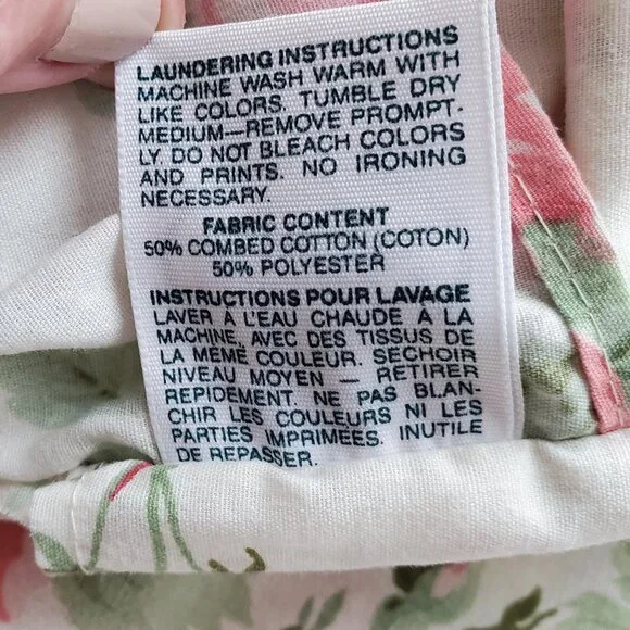 Laura Ashley VTG Set (2) Pink Country Roses Standard Large Ruffle Pillow Shams